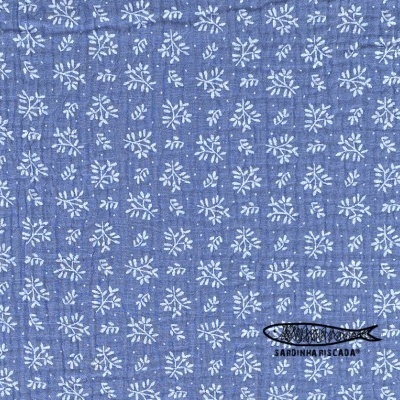 Musselina / Double Gauze - Flores Azuis