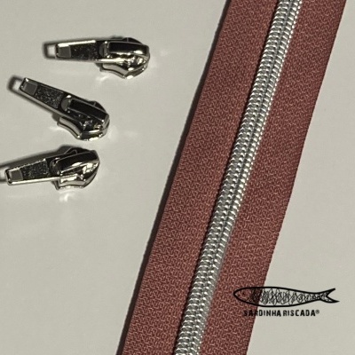 Fecho Zipper Metalizado - Prata