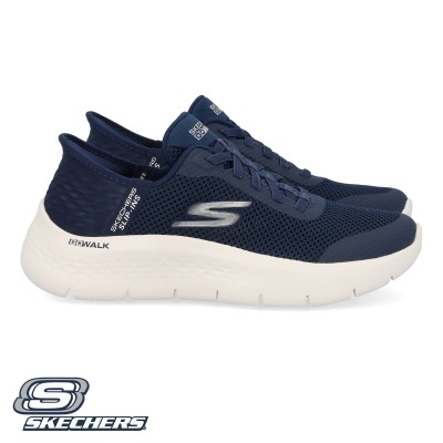Sapatilhas desportivas azuis Skechers com sola branca e logo 'S'