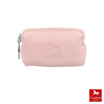 Bolsa pequena de couro rosa com logótipo Cavalinho