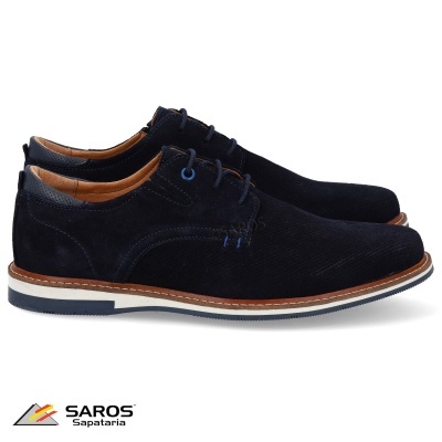 Sapatos masculinos casuais azuis da marca Saros em fundo branco