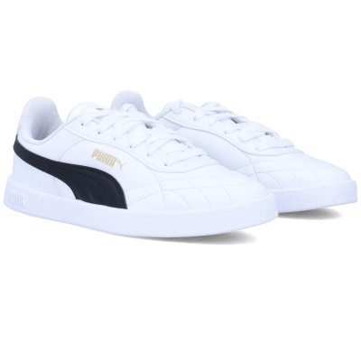 Sapatilhas brancas Puma com listra preta e logo dourado