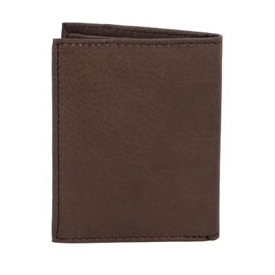 Carteira castanha de pele sintética com costura visível