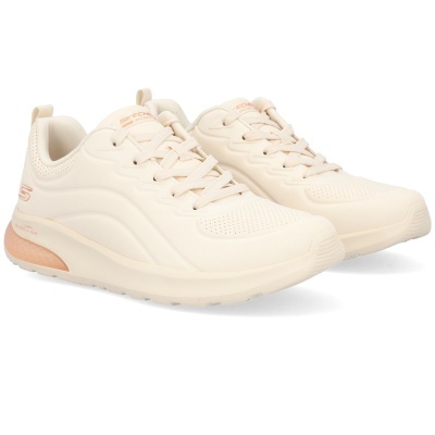 Ténis desportivos bege claro com sola bege e detalhe cor salmão