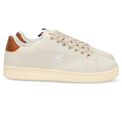 Sapatilhas bege com atacadores e sola creme