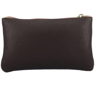 Estojo ou porta-moedas castanho escuro com fecho dourado