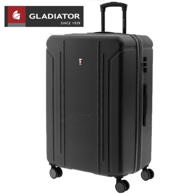 Mala de viagem rígida preta com rodas e puxador telescópico