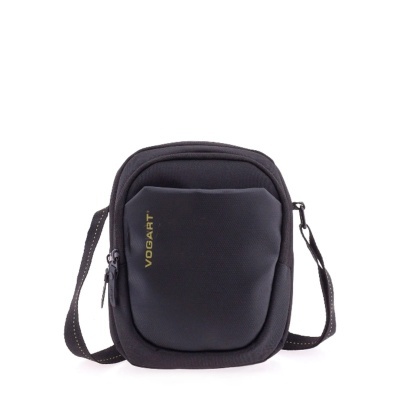 Bolsa de ombro pequena preta com logótipo VOGART