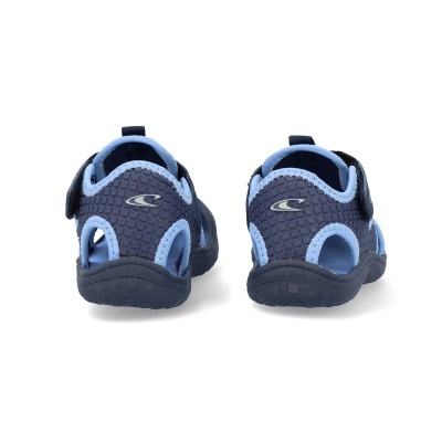 Sandálias desportivas azuis e cinzentas para criança vistas de trás