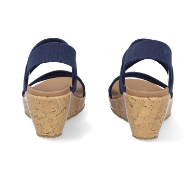 Sandálias de cunha com salto em cortiça e tiras azuis