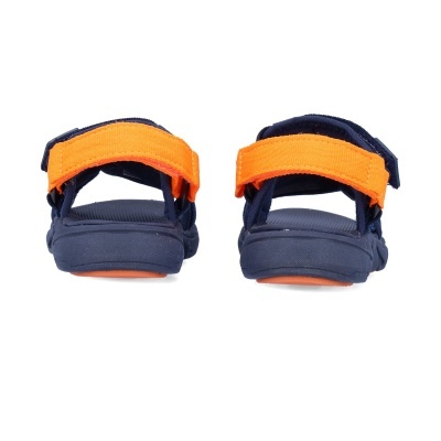Sandálias azuis escuras com tiras de velcro laranja