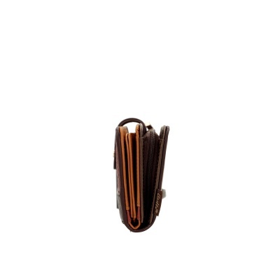 Carteira masculina de couro castanho vista lateral