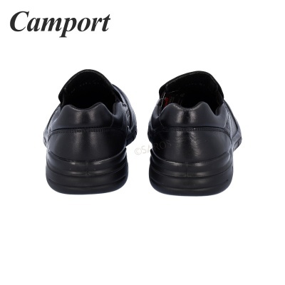 Sapatos masculinos pretos Camport vistos de trás