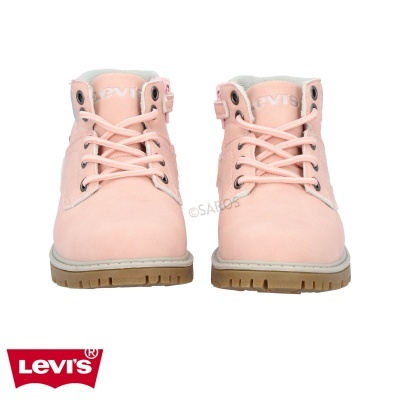 Bota Levi's rosa clara com atacadores e sola castanha