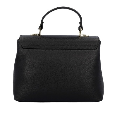 Mala de mão preta em material texturizado com alça superior