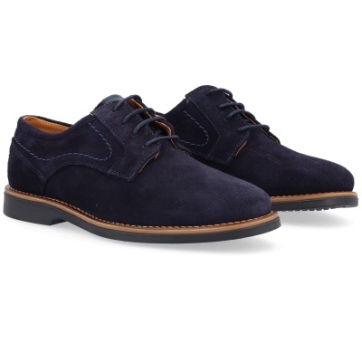 Sapatos casuais de camurça azul escuro com cordões