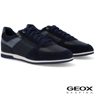 Sapatilhas azuis Geox com fecho de correr lateral e atacadores