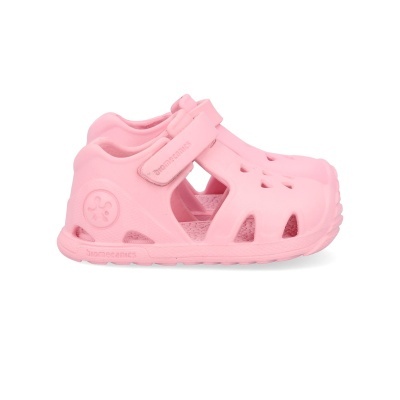 Sandália infantil rosa ventilada com fecho de velcro