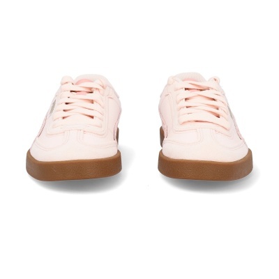 Sapatilhas cor de rosa com sola castanha vista frontal