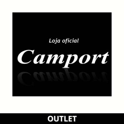 Logo da loja oficial Camport em fundo preto com a palavra OUTLET