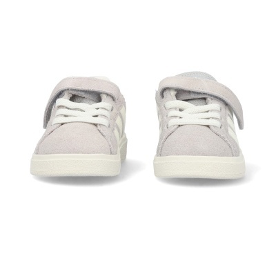 Sapatilhas infantis cinza claro com atacadores e fecho de velcro