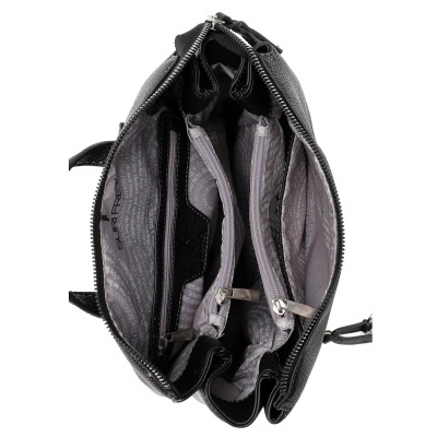 Mala preta granulado com vários bolsos interiores