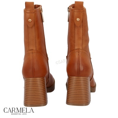 Botas femininas marrons em pele com salto bloco e fecho de correr