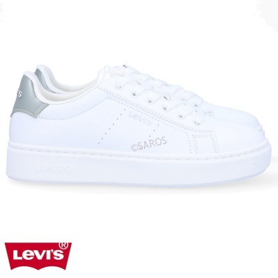 Ténis Levi's brancos com detalhes cinza e sola espessa
