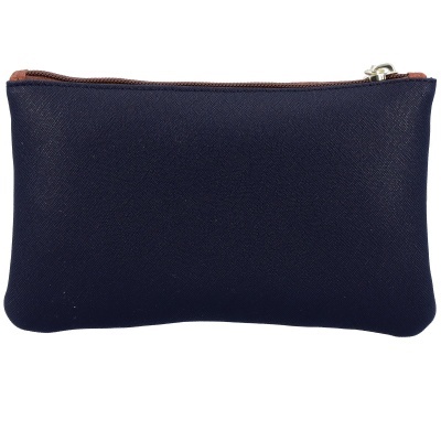 Estojo azul escuro retangular com fecho de correr