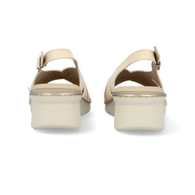 Sandálias de salto baixo bege com tira ajustável