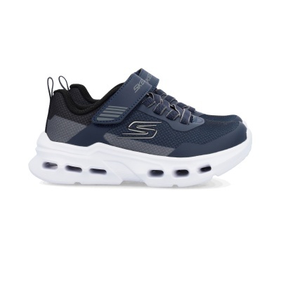 Ténis de desporto azul escuro e preto com sola branca e velcro SKECHERS