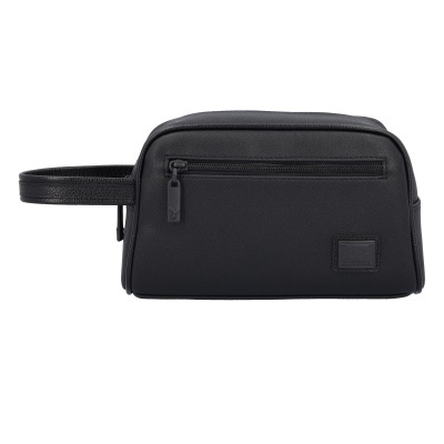 Necessaire preta retangular com alça e fecho de correr