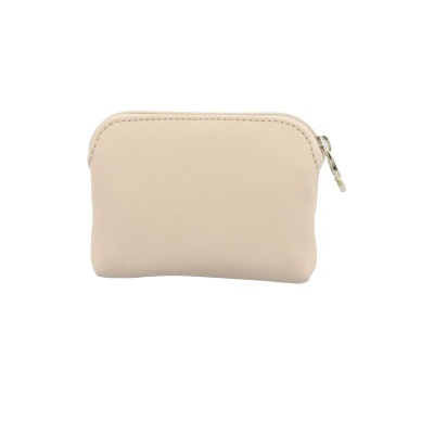 Bolsa pequena bege com fecho de correr