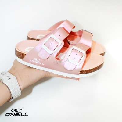 Sandálias cor-de-rosa O'Neill com duas fivelas e sola branca