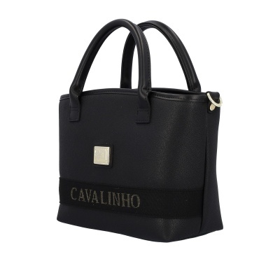 Mala de mão preta Cavalinho com pegas e faixa preta com logótipo