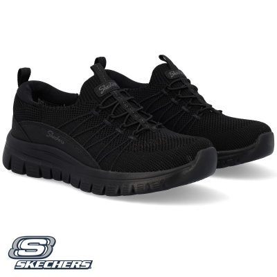 Sapatilhas desportivas pretas Skechers com sola preta