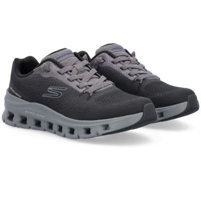 Sapatilhas desportivas Skechers cinza e preto com sola cinzenta perforada
