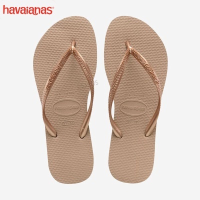 Sandálias havaianas castanhas claras com tiras metálicas