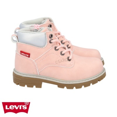 Botas cor-de-rosa para criança Levi's com sola castanha e detalhes cinza claro