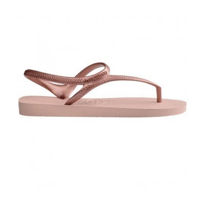 Chinelo Havaianas rosa claro com tiras finas e sola texturizada
