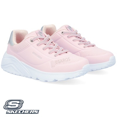 Sapatilhas cor de rosa Skechers com sola branca