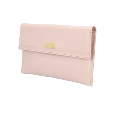 Carteira rosa clara em pele com placa dourada VICENZA