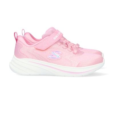 Ténis infantis cor-de-rosa Skechers com sola branca e fecho de velcro