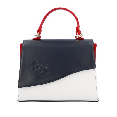 Mala de mão tricolor com cavalo gravado na aba preta