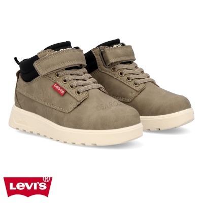 Sapatilhas Levi's bege com atacadores e velcro, sola branca