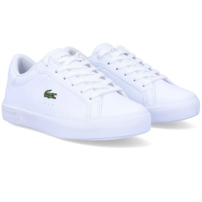 Sapatilhas brancas Lacoste com logo de crocodilo verde