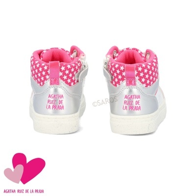 Sapatilhas cinza e rosa com estrelas brancas Agatha Ruiz de la Prada