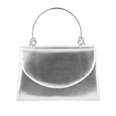 Mala de mão prateada metálica com alça rígida