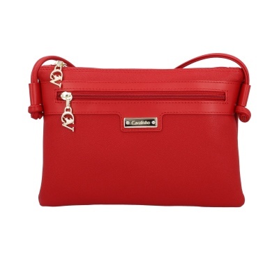 Bolsa de ombro vermelha Cavalinho com fecho e detalhes dourados