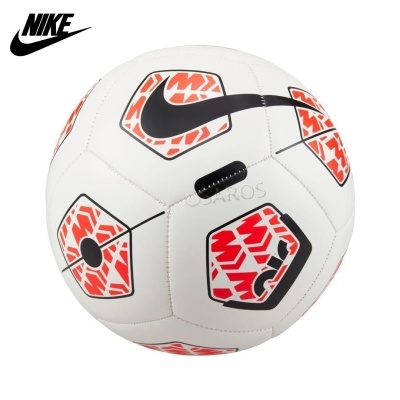 Bola de futebol Nike branca com padrão hexagonal vermelho e preto